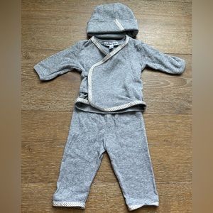 Sippy Babes Pima Cotton Grey 3pc Newborn Baby outfit | Size 0m